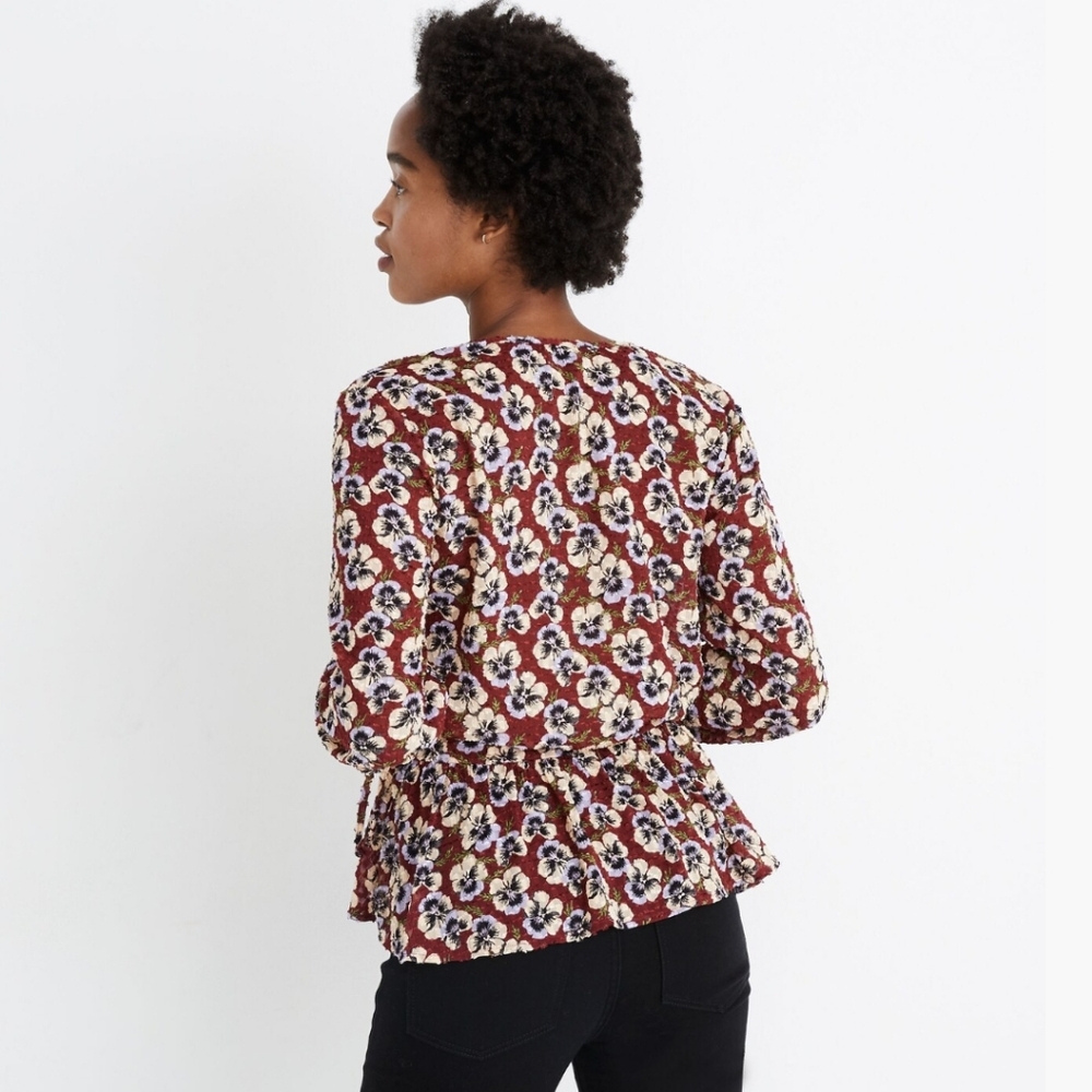Madewell Ruffle Hem Top Blouse Viola Floral XS - Picture 15 of 16